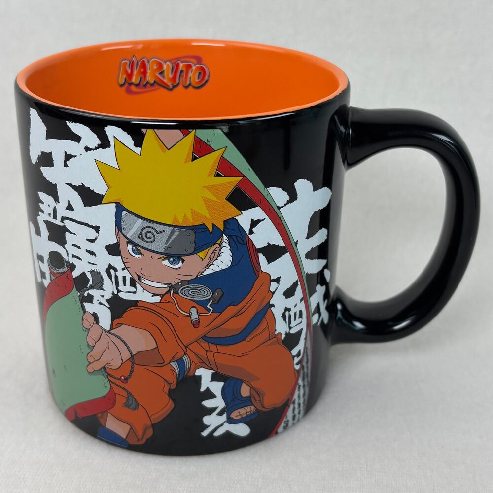 Naruto Black & Orange 16 oz Ceramic Mug Bioworld 2002 Masashi Kishimoto Manga